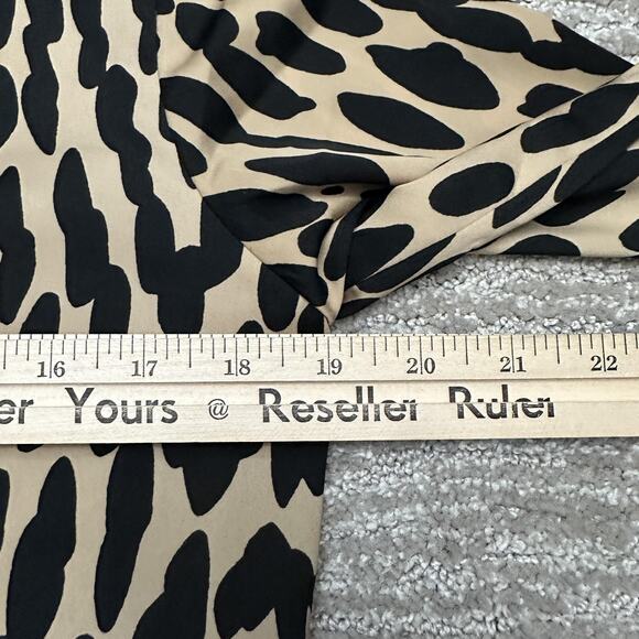 LOFT Dress Womens 8 Brown Black Animal Print Long Sleeve Shift Pockets Career - Picture 11 of 14
